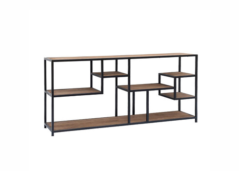 Riiul FLOW naturaalne puit / must, 160x40xH75 cm