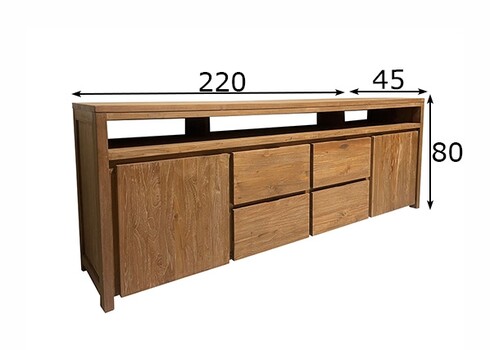 Kummut LISSABON naturaalne puit, 220x45xH80 cm