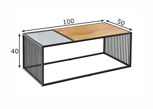 Diivanilaud ARCHITECTURE metsik tamm / must, 100x50xH40 cm