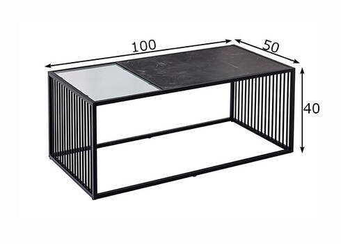 Diivanilaud ARCHITECTURE must marmor / must, 100x50xH40 cm