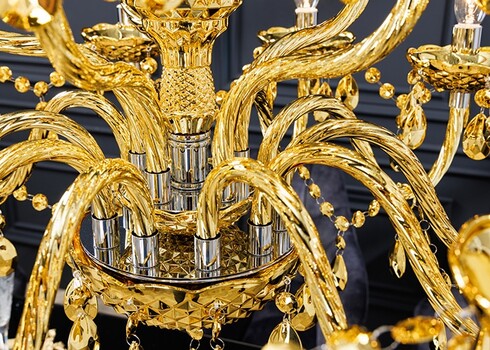 Rippvalgusti CRYSTAL kuldne, 80x80xH75 cm