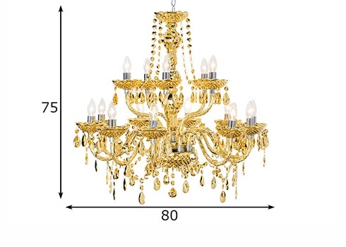 Rippvalgusti CRYSTAL kuldne, 80x80xH75 cm