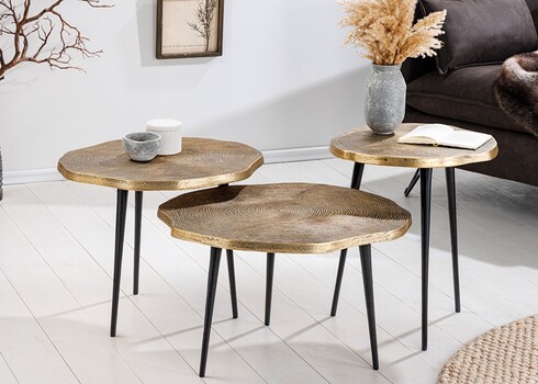 Diivanilaudade komplekt ORGANIC kuldne, 3 tk