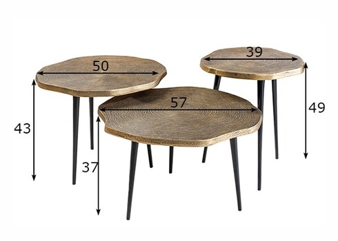 Diivanilaudade komplekt ORGANIC kuldne, 3 tk