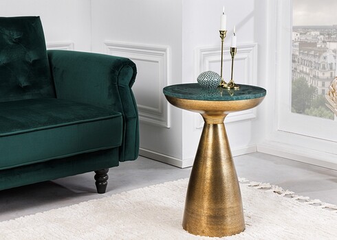 Diivanilaud MARMOR roheline / kuldne, 40x40xH57 cm
