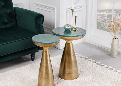 Diivanilaud MARMOR roheline / kuldne, 30x30xH57 cm