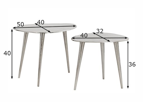 Diivanilaudade komplekt ELEMENTS hõbe, 2 tk