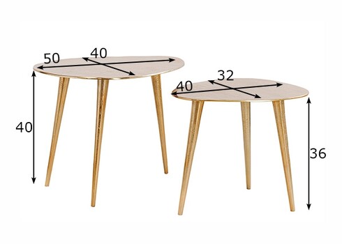 Diivanilaudade komplekt ELEMENTS kuldne, 2 tk