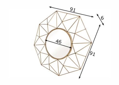 Seinapeegel DIAMOND messing, 91x6xH91 cm
