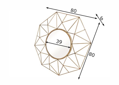 Seinapeegel DIAMOND messing, 80x6xH80 cm