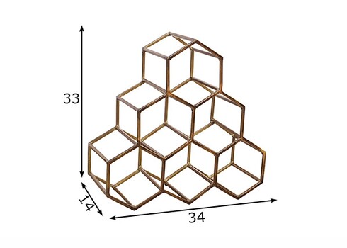 Veiniriiul HONEYCOMB kuldne, 34x14xH33 cm