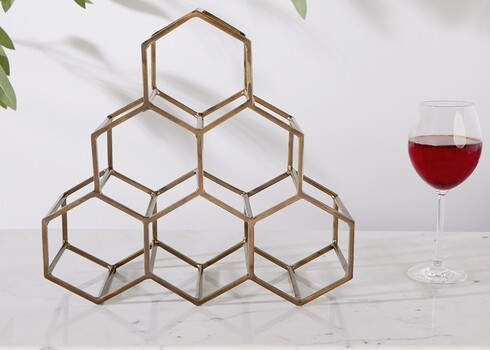 Veiniriiul HONEYCOMB kuldne, 34x14xH33 cm