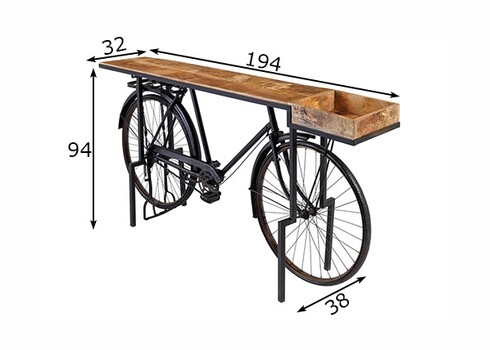 Konsoollaud BICYCLE pruun / must, 194x38xH94 cm