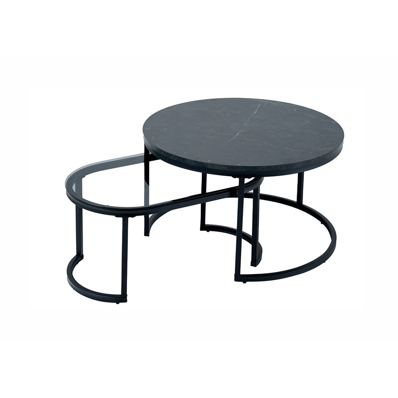 Diivanilaudade komplekt ELEMENTS must marmor, 2 tk