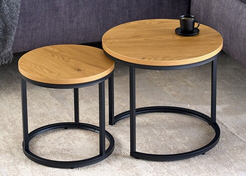 Diivanilaudade komplekt ELEGANCE metsik tamm / must, 2 tk