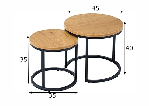 Diivanilaudade komplekt ELEGANCE metsik tamm / must, 2 tk