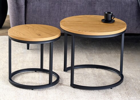 Diivanilaudade komplekt ELEGANCE metsik tamm / must, 2 tk