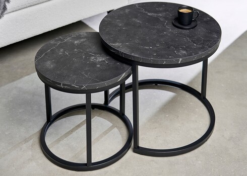 Diivanilaudade komplekt ELEGANCE must marmor, 2 tk