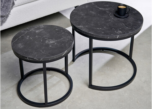 Diivanilaudade komplekt ELEGANCE must marmor, 2 tk