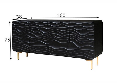Kummut LAGOON must, 160x38xH75 cm