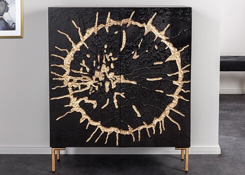 Kapp CIRCLE must / kuldne, 100x38xH120 cm