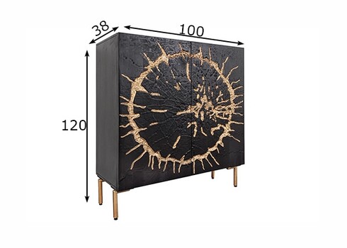 Kapp CIRCLE must / kuldne, 100x38xH120 cm