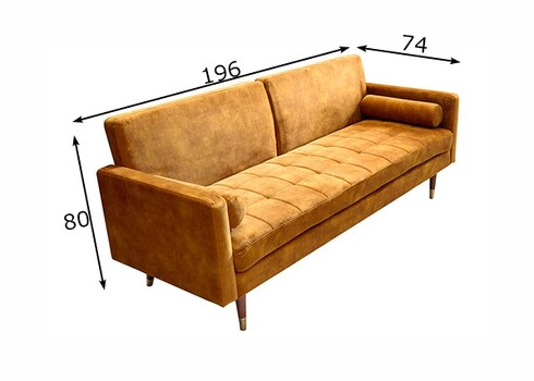 Diivan COUTURE sinepikollane, 196x74xH80 cm