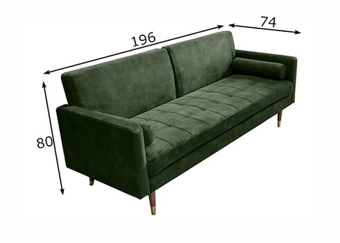 Diivan COUTURE roheline, 196x74xH80 cm