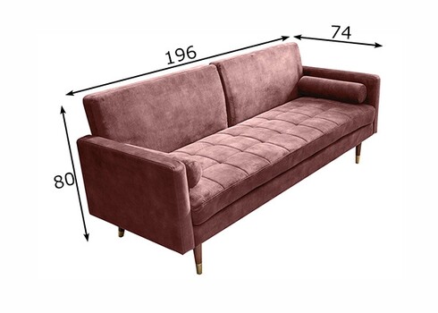 Diivan COUTURE roosa, 196x74xH80 cm
