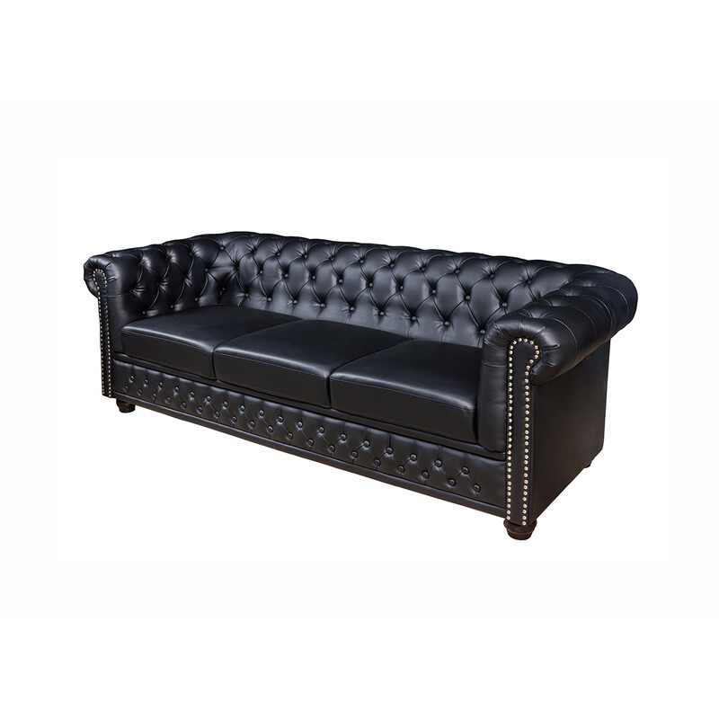 Diivan CHESTERFIELD must, 205x85xH73 cm
