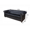 Diivan CHESTERFIELD must, 205x85xH73 cm