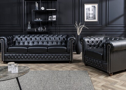 Tugitool CHESTERFIELD must, 110x85xH73 cm