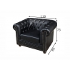 Tugitool CHESTERFIELD must, 110x85xH73 cm