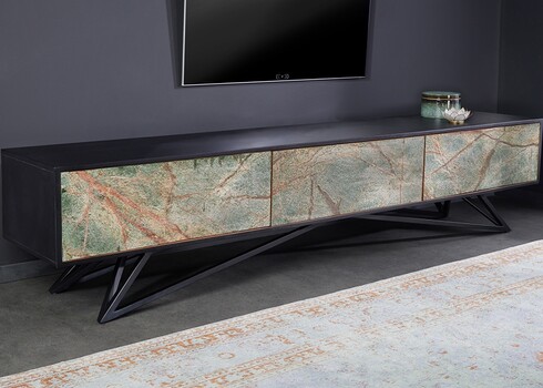 Tv-alus SOUL naturaalne kivi / must, 200x38xH50 cm