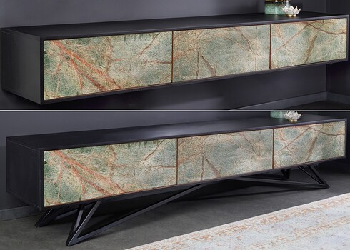 Tv-alus SOUL naturaalne kivi / must, 200x38xH50 cm