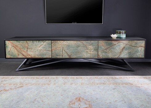 Tv-alus SOUL naturaalne kivi / must, 200x38xH50 cm