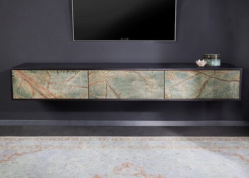 Tv-alus SOUL naturaalne kivi / must, 200x38xH50 cm