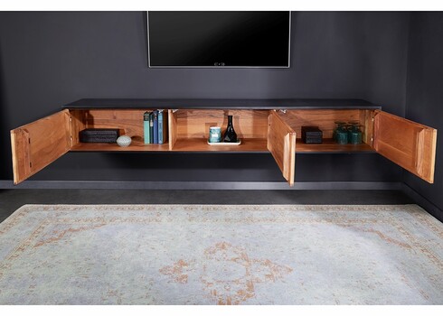 Tv-alus SOUL naturaalne kivi / must, 200x38xH50 cm