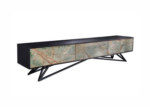 Tv-alus SOUL naturaalne kivi / must, 200x38xH50 cm