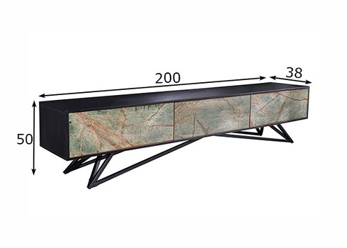 Tv-alus SOUL naturaalne kivi / must, 200x38xH50 cm