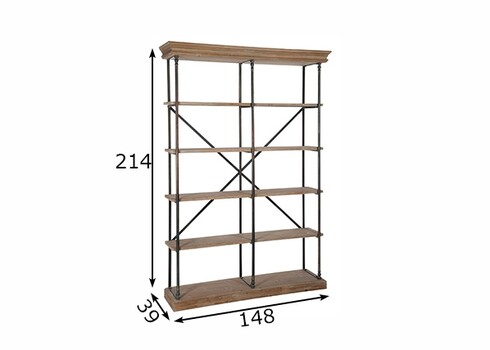 Riiul CROSS pruun / must, 148x39xH214 cm