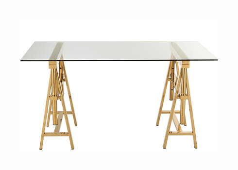 Reguleeritav kirjutuslaud GLASS kuldne / klaas, 150x80xH78 cm