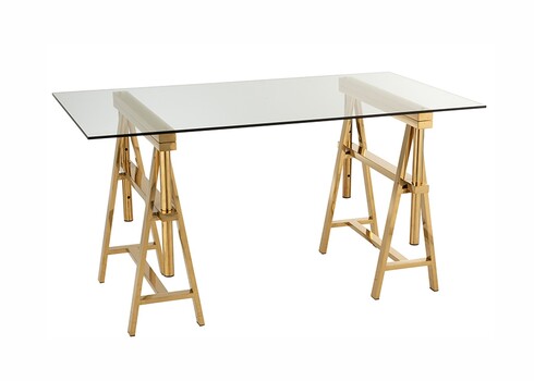 Reguleeritav kirjutuslaud GLASS kuldne / klaas, 150x80xH78 cm
