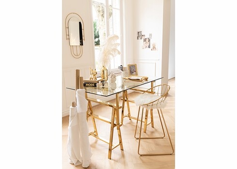 Reguleeritav kirjutuslaud GLASS kuldne / klaas, 150x80xH78 cm