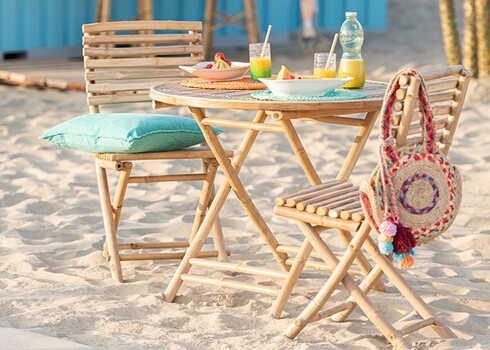 Kokkuvolditav tool BAMBOO naturaalne, 54x45xH85 cm