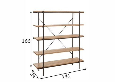 Riiul PARED pruun, 141x34xH166 cm