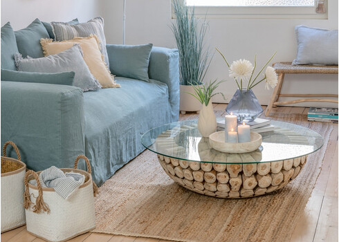 Diivanilaud DISCS naturaalne, 110x110xH30 cm