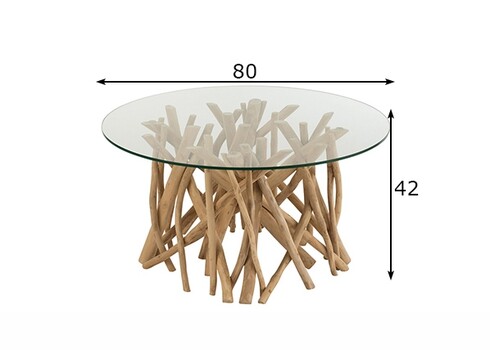 Diivanilaud BRANCH naturaalne, 80x80xH42 cm