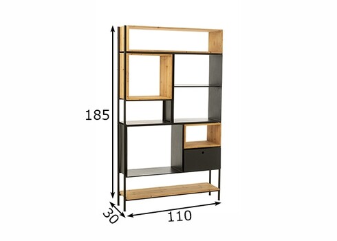 Riiul TINA pruun / must, 110x30xH185 cm