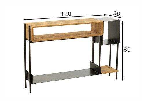 Konsoollaud TINA pruun / must, 120x30xH80 cm